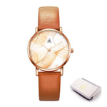 Watch - Creative Leaf Vein Dial Leather Quartz Watch