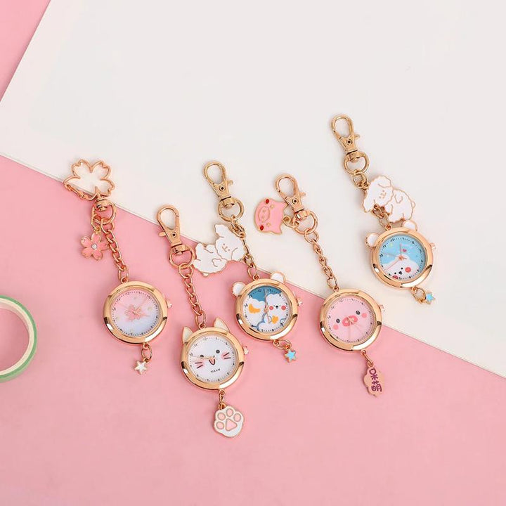 Watch - Cute Cartoon Cat Pocket Watch Keychain