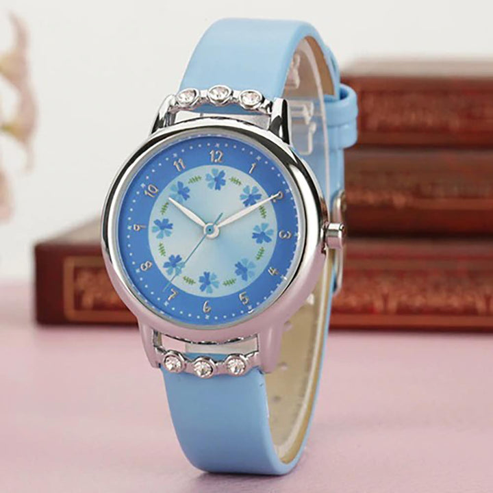 Watch - Dainty Floral And Rhinestone Quartz Watch For Kids