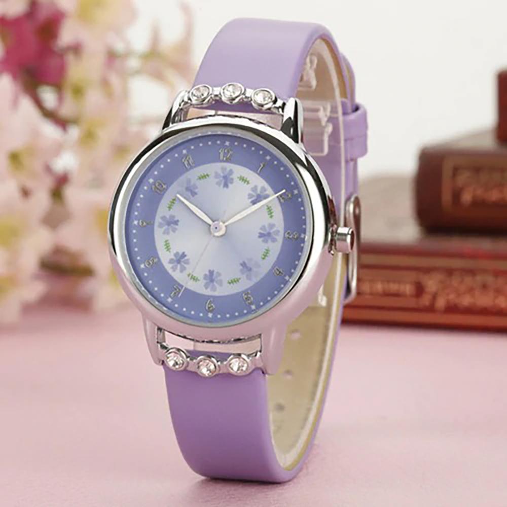 Watch - Dainty Floral And Rhinestone Quartz Watch For Kids