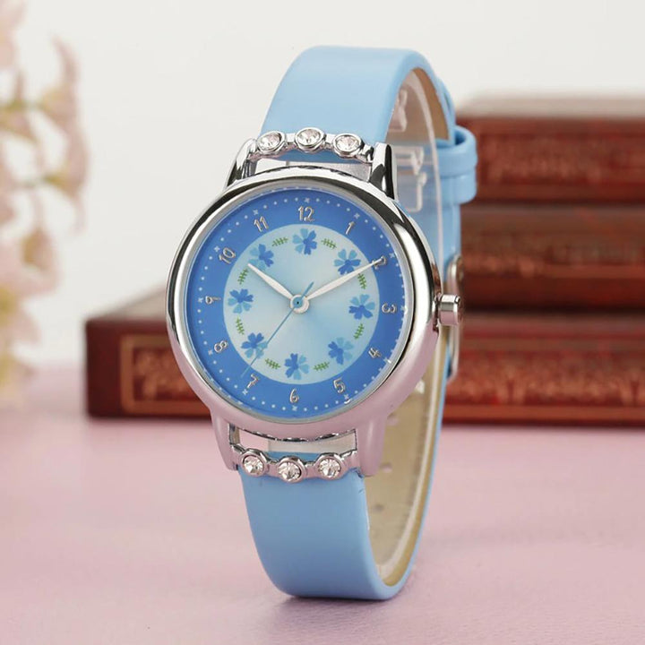 Watch - Dainty Floral And Rhinestone Quartz Watch For Kids