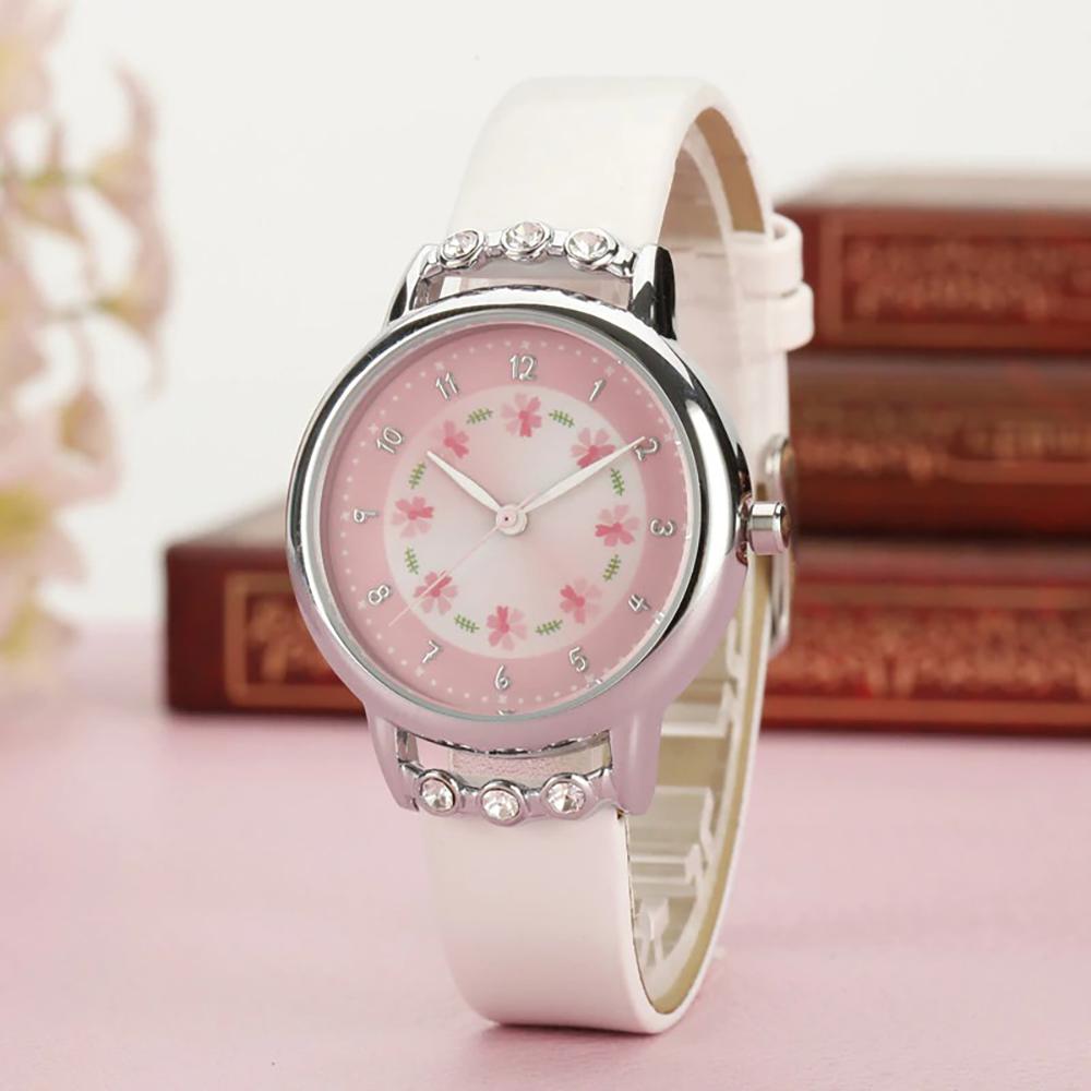 Watch - Dainty Floral And Rhinestone Quartz Watch For Kids