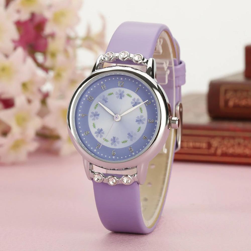 Watch - Dainty Floral And Rhinestone Quartz Watch For Kids