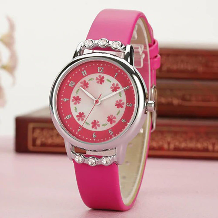 Watch - Dainty Floral And Rhinestone Quartz Watch For Kids