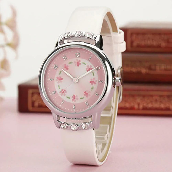 Watch - Dainty Floral And Rhinestone Quartz Watch For Kids