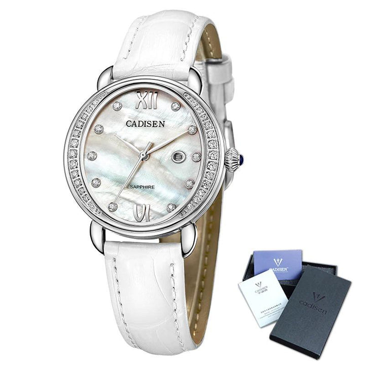 Watch - Dazzling Crystal Dial With Leather Strap Quartz Watch