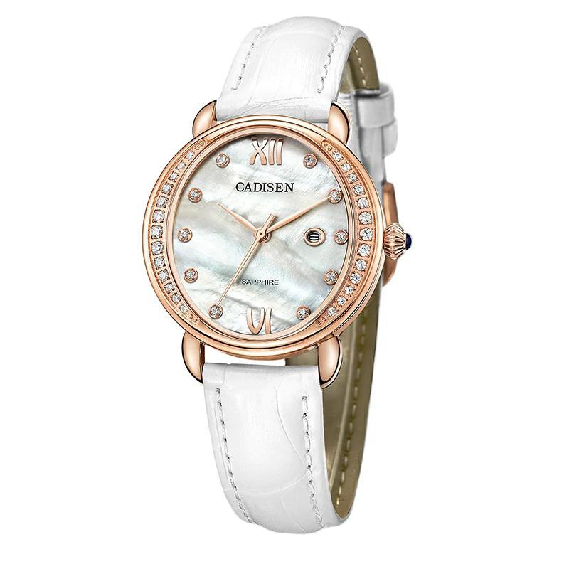 Watch - Dazzling Crystal Dial With Leather Strap Quartz Watch