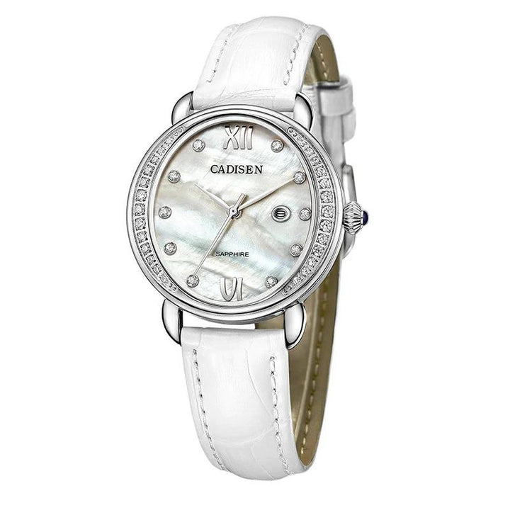 Watch - Dazzling Crystal Dial With Leather Strap Quartz Watch