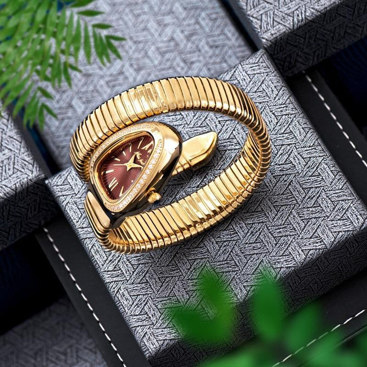 Watch - Dazzling Snake Shape With Two-Layer Wrap Around Strap Quartz Watch