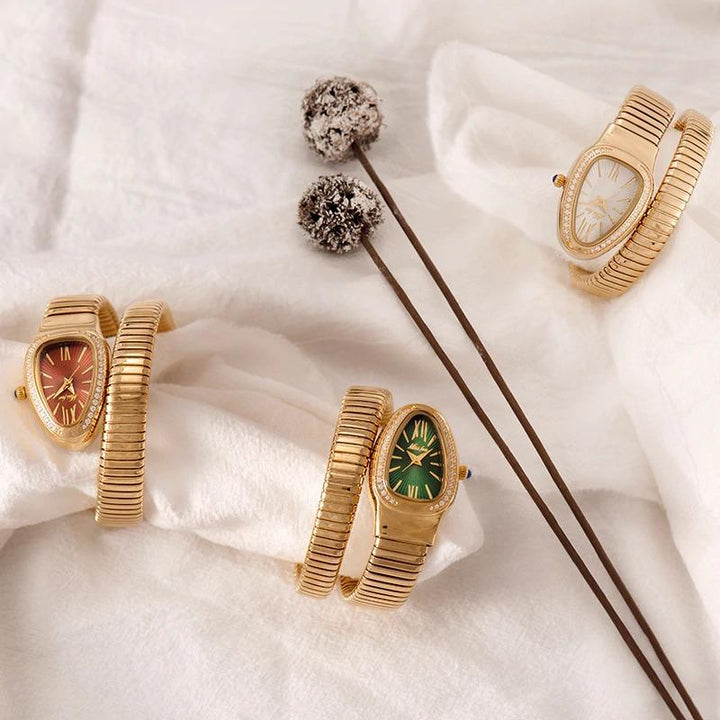 Watch - Dazzling Snake Shape With Two-Layer Wrap Around Strap Quartz Watch