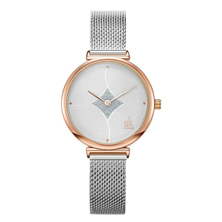 Watch - Delicate Curved Glitter Embellishment Dial Quartz Watch