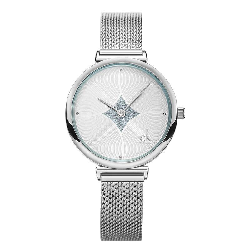 Watch - Delicate Curved Glitter Embellishment Dial Quartz Watch