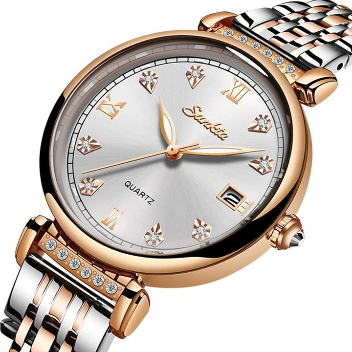 Watch - Delicate Stainless Steel With Ceramic Band Quartz Watch