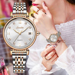 Women's Sophisticated Stainless Steel with Ceramic Band Quartz Watches
