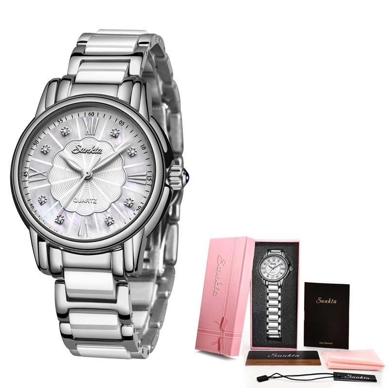 Watch - Elegant Ceramic Steel Strap Quartz Watch