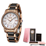 Watch - Elegant Ceramic Steel Strap Quartz Watch