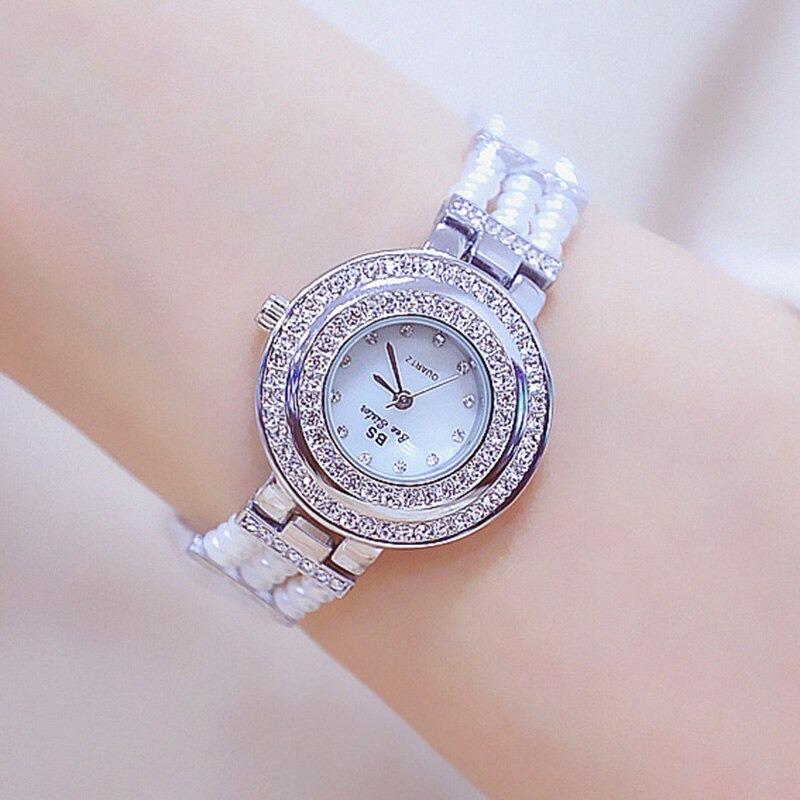 Watch - Elegant Crystal And Pearl Accent Quartz Watch