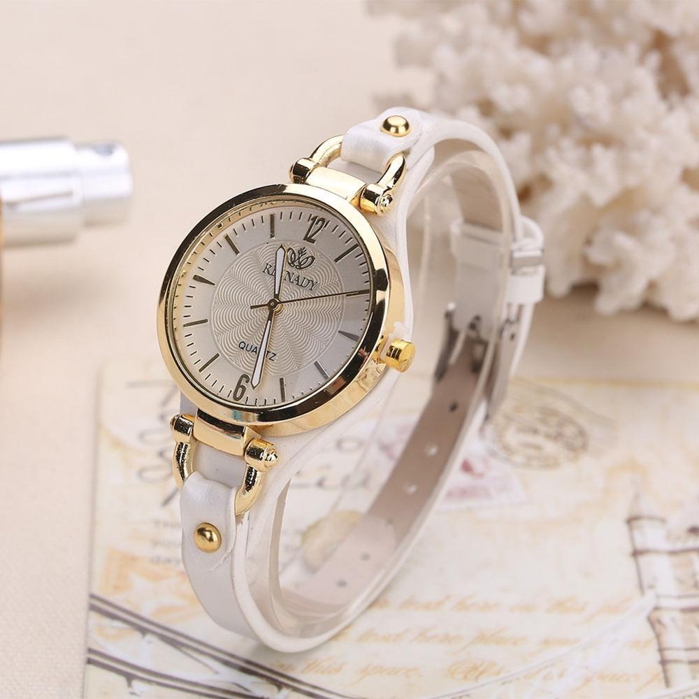 Watch - Exquisite Round Dial Rivet Leather Strap Quartz Watch