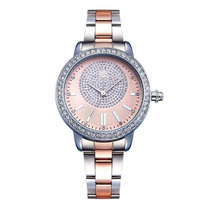 Watch - Fascinating Rhinestone Dial With Bracelet Clasp Quartz Watch