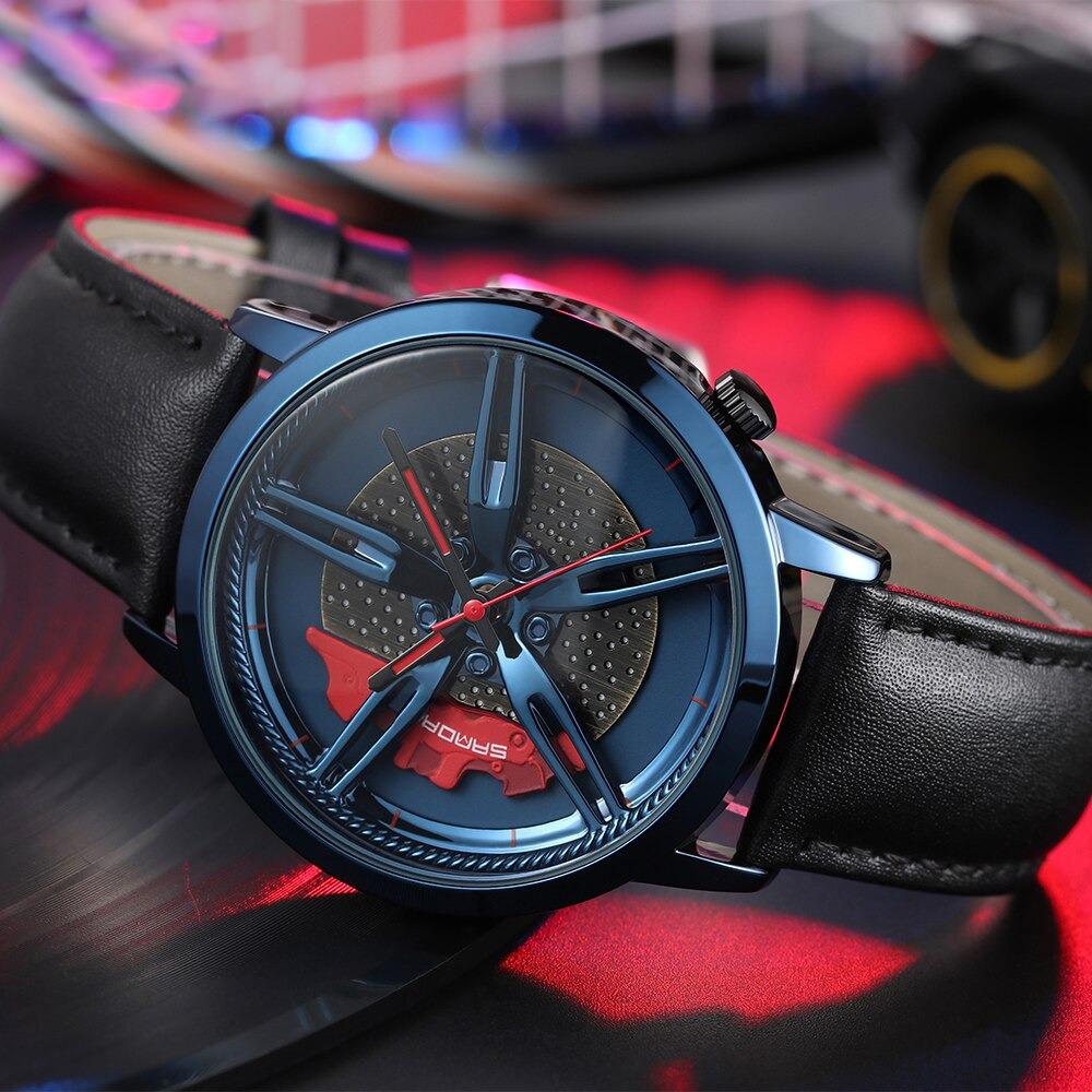 Watch - Fashion Wheel Series Dial With Leather Strap Quartz Watch