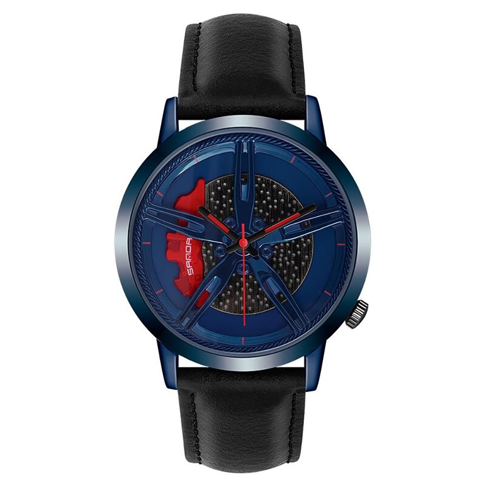 Watch - Fashion Wheel Series Dial With Leather Strap Quartz Watch