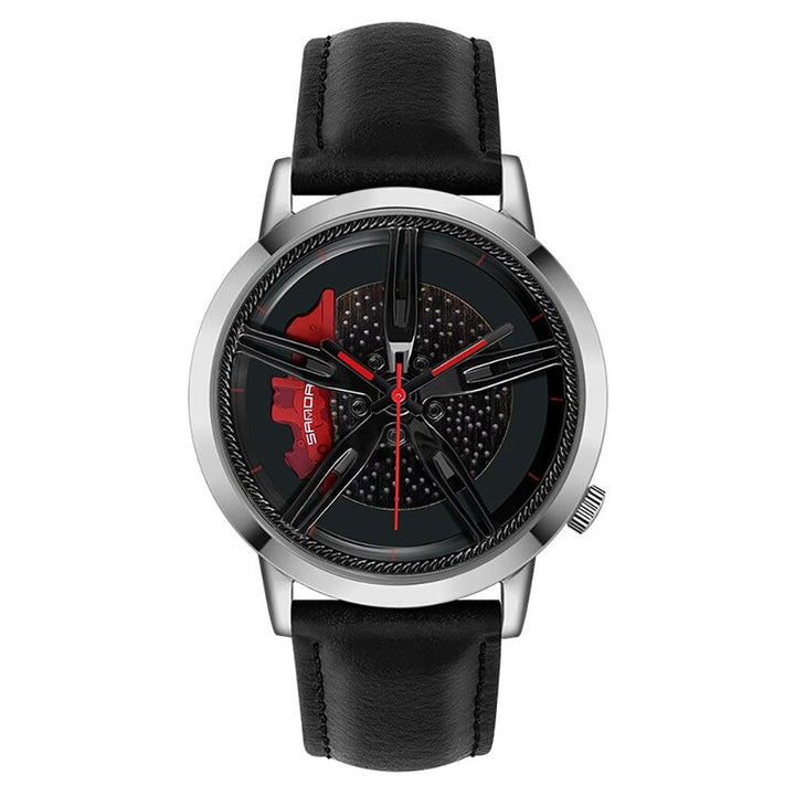 Watch - Fashion Wheel Series Dial With Leather Strap Quartz Watch