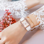 Watch - Fashionable Square Case With Sophisticated Band Quartz Watch