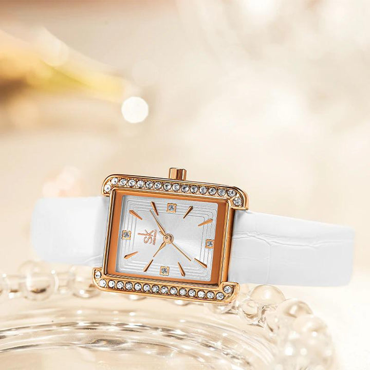 Watch - Fashionable Square Case With Sophisticated Band Quartz Watch