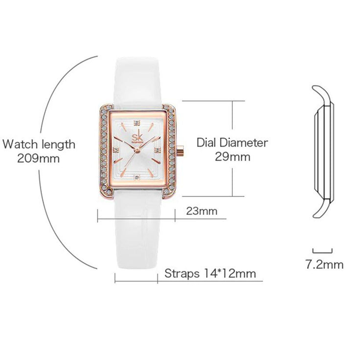 Watch - Fashionable Square Case With Sophisticated Band Quartz Watch