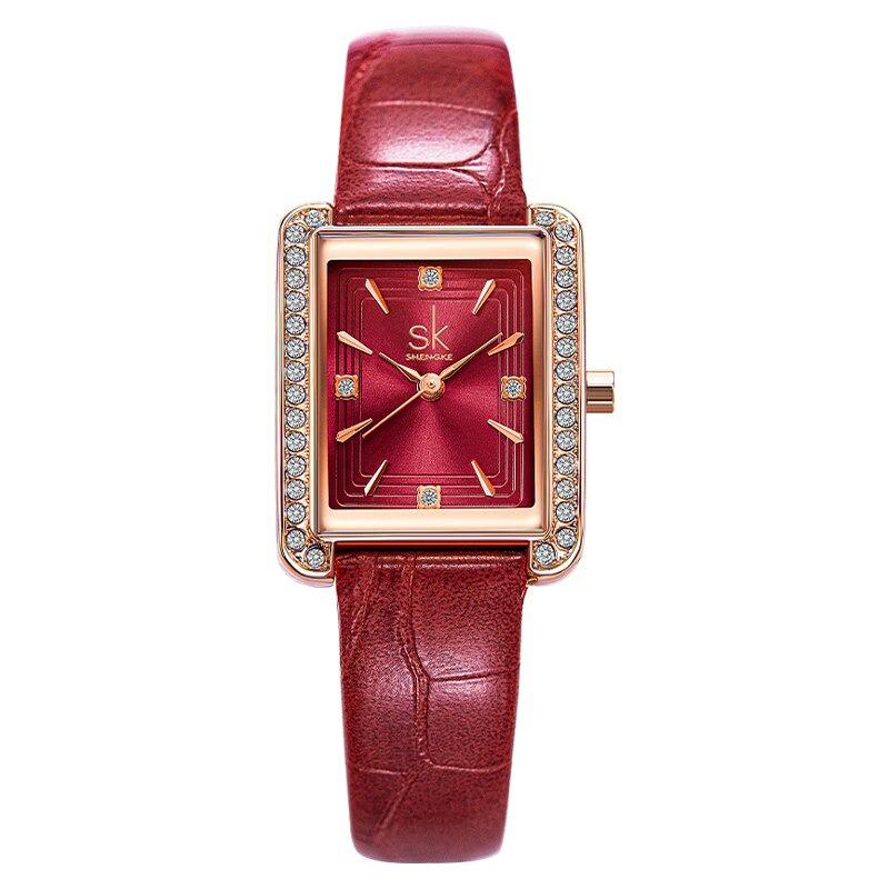 Watch - Fashionable Square Case With Sophisticated Band Quartz Watch