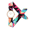 Watch - Fashionable Stripe And Floral Cloth Band Quartz Watch
