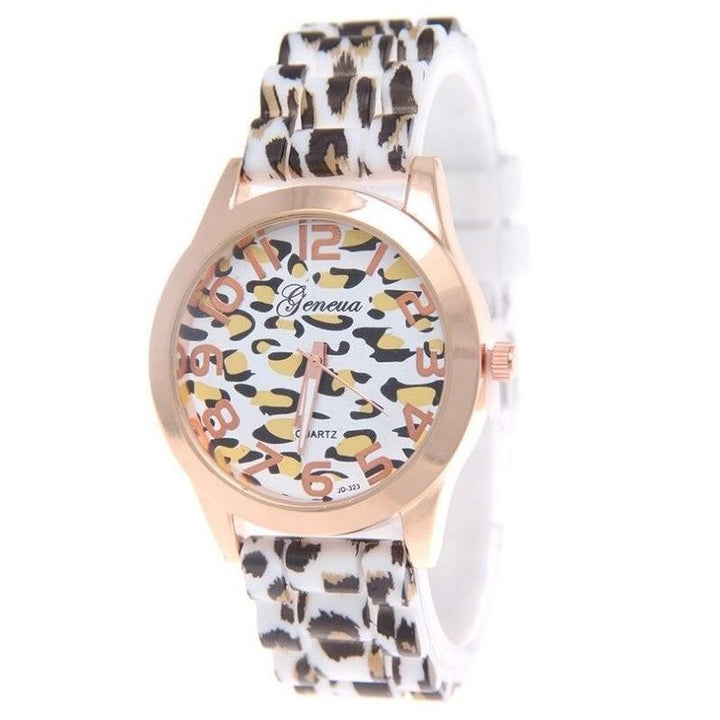 Watch - Fierce Fashion Leopard Print Silicone Strap Quartz Watch