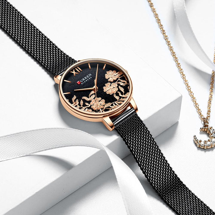 Floral Rose Wrist Watch For Women
