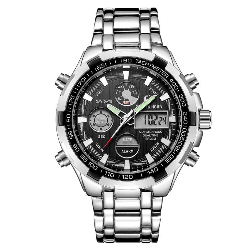 Watch - Full Steel Water Resistant Military Sport Digital Quartz Watch