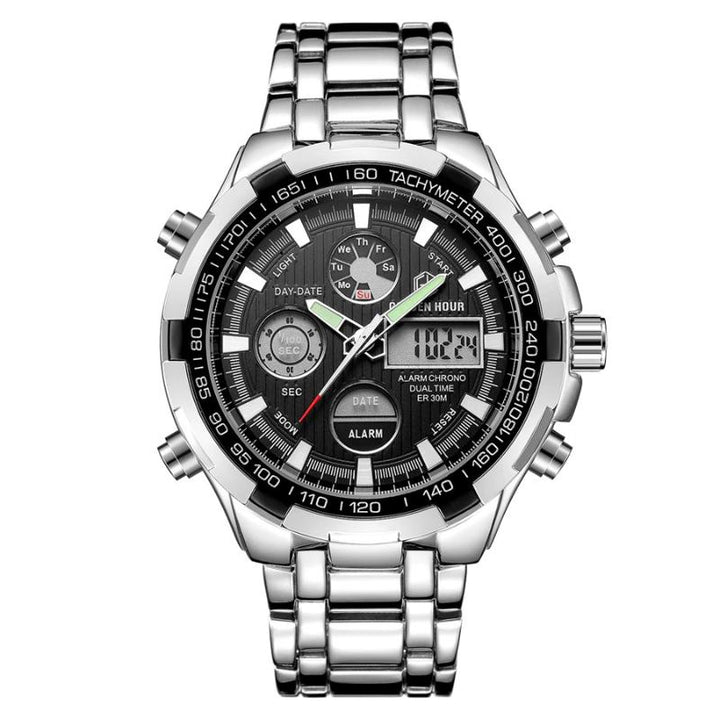 Watch - Full Steel Water Resistant Military Sport Digital Quartz Watch