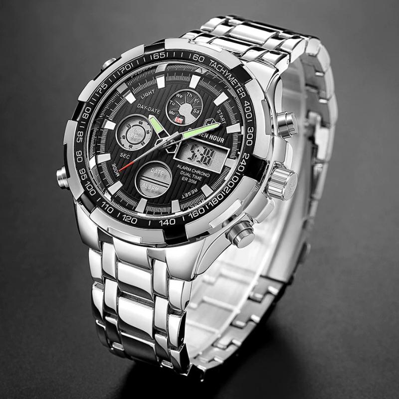 Watch - Full Steel Water Resistant Military Sport Digital Quartz Watch