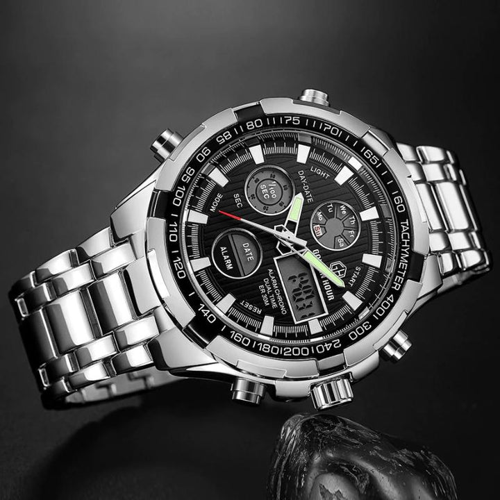 Watch - Full Steel Water Resistant Military Sport Digital Quartz Watch