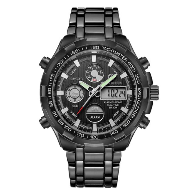 Watch - Full Steel Water Resistant Military Sport Digital Quartz Watch