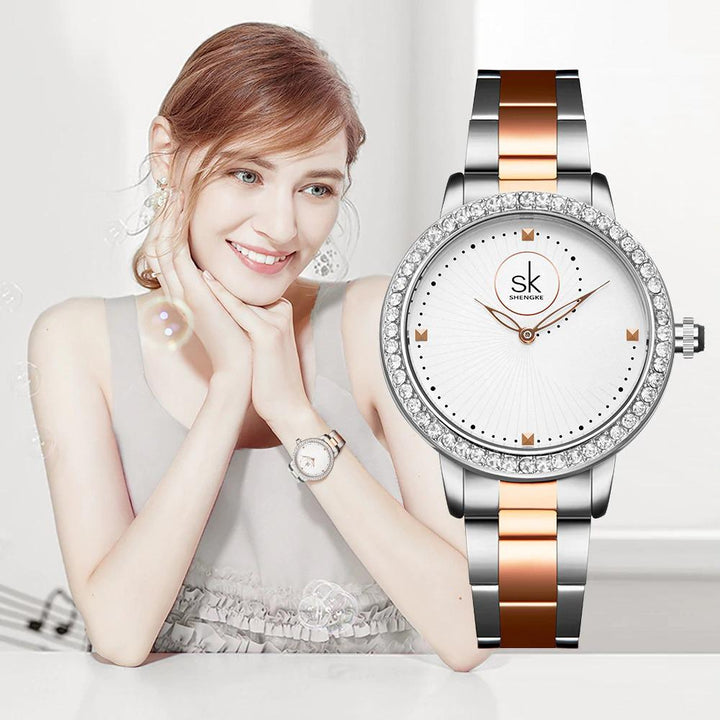 Watch - Gleaming Rhinestone Embedded Dial Quartz Watch