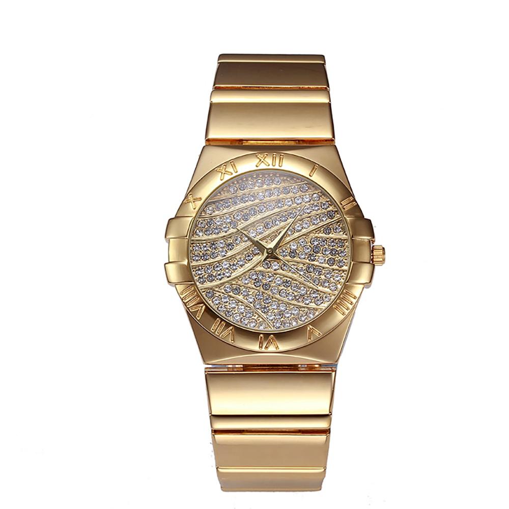 Watch - Gleaming Rhinestones Quartz Watch In Roman Numerals