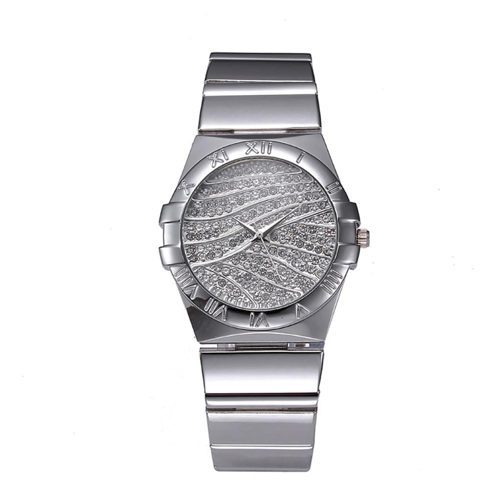 Watch - Gleaming Rhinestones Quartz Watch In Roman Numerals