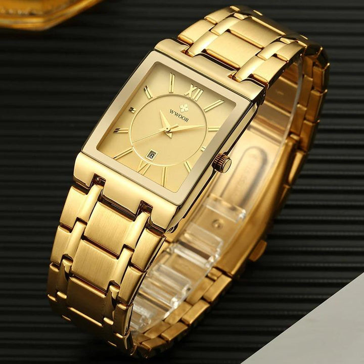 Stainless Steel Square Dial Business Quartz Watches for Men