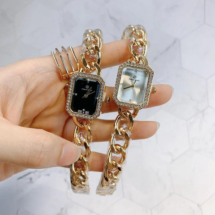 Watch - Gorgeous Rhinestone Accented Chain Bracelet Quartz Watch