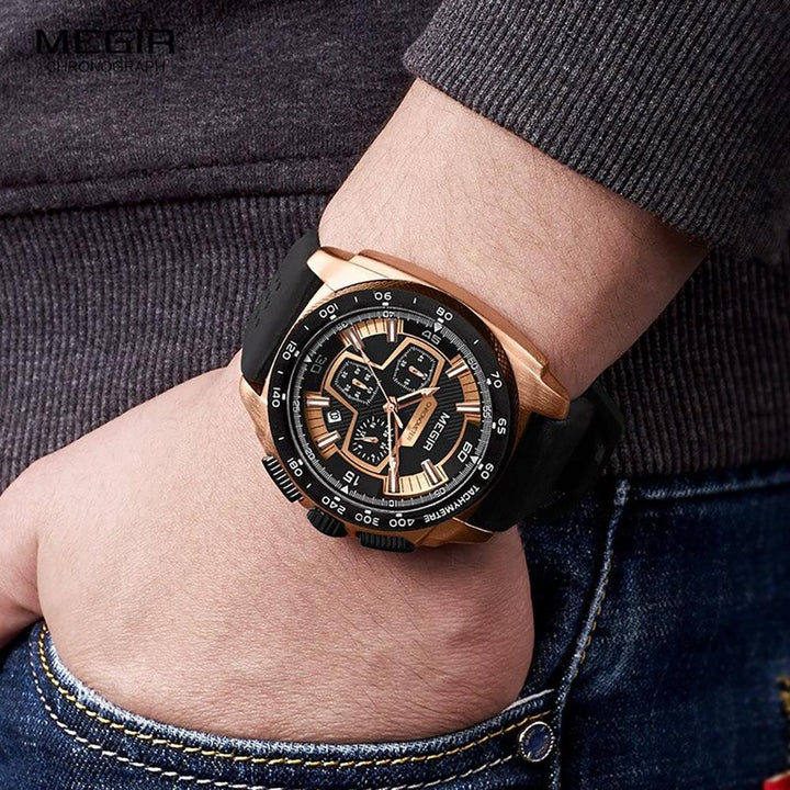 Watch - High-End Chronograph Quartz Watch With Silicone Band