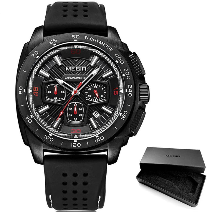 Watch - High-End Chronograph Quartz Watch With Silicone Band