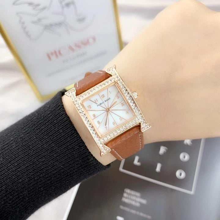 Watch - High-Grade Square Case Rhinestone Embedded Quartz Watch