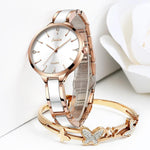 Watch - Impressive Rhinestone Dial With Ceramic Strap Quartz Watch