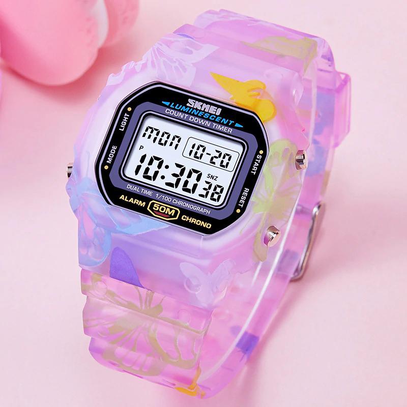 Watch - Luminous And Colorful Printed Butterfly Strap Digital Watch