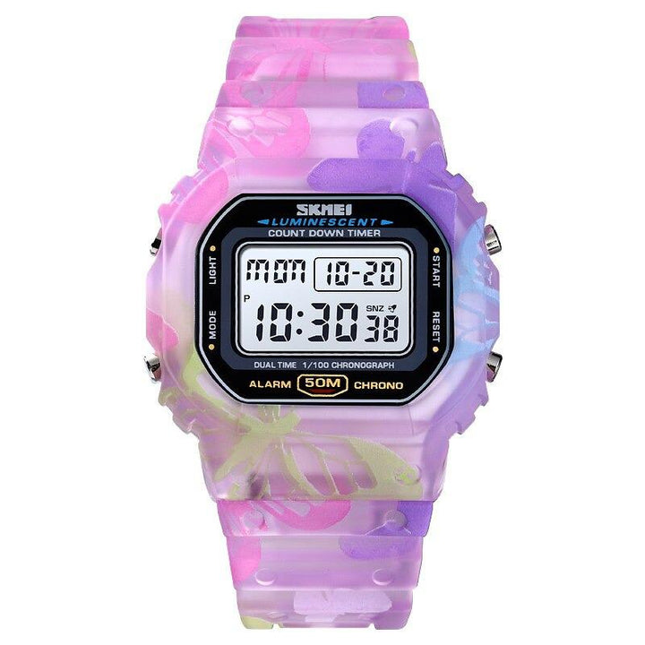 Watch - Luminous And Colorful Printed Butterfly Strap Digital Watch