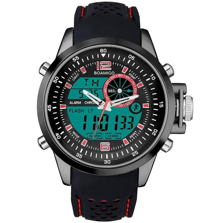 Watch - Luminous Digital Dual Time Display Chronograph Watch